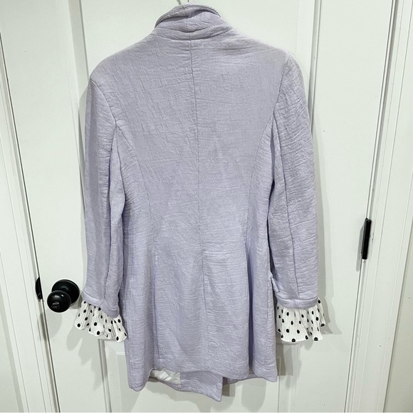 Like New Lavender Endless Rose longline blazer w/ polka dot ruffle sleeve - Picture 9 of 10
